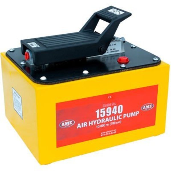 Ame Intl AME International Air-Hydraulic Pump, 10,000 PSI, 2 Quart, Safety Yellow, Steel 15940